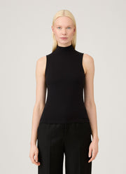 Women's Sleeveless High Neck Top in Black