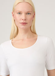 Women's Stretch Cotton Scoop Top in White