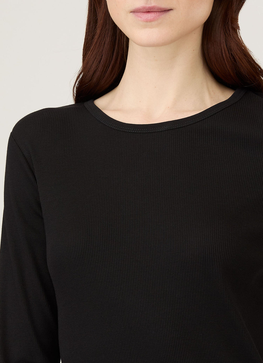 Women's Ribbed Long Sleeve T-shirt in Black