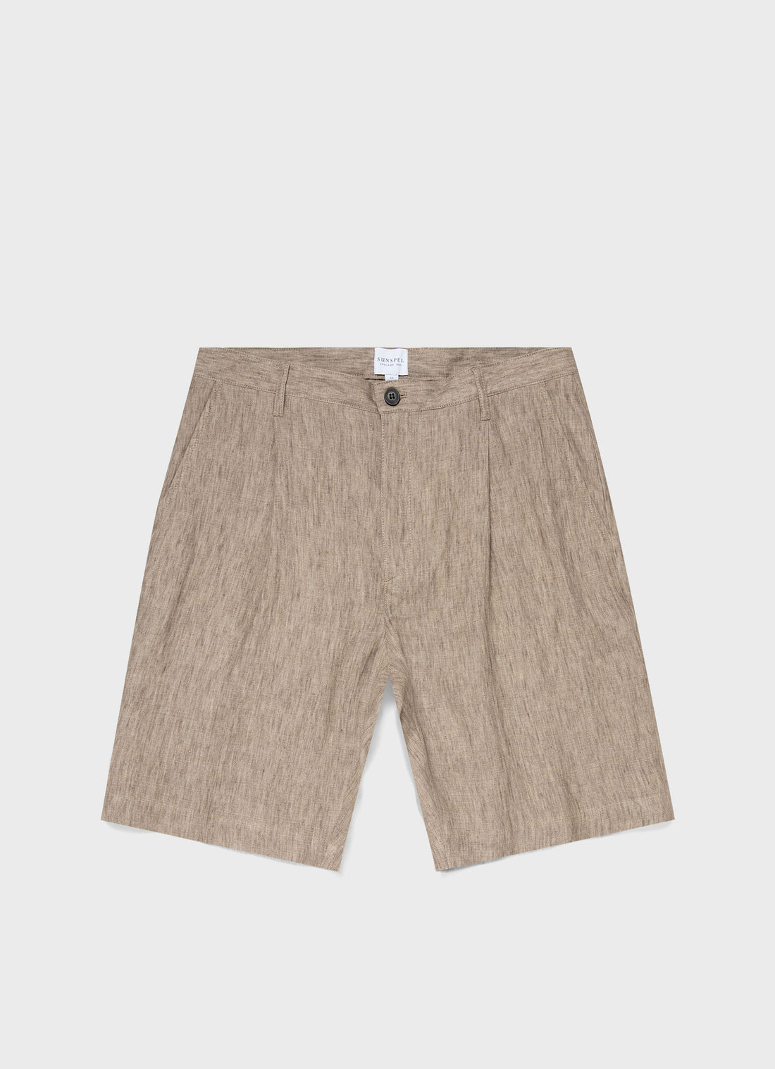 Men's Pleated Linen Short in Dark Stone